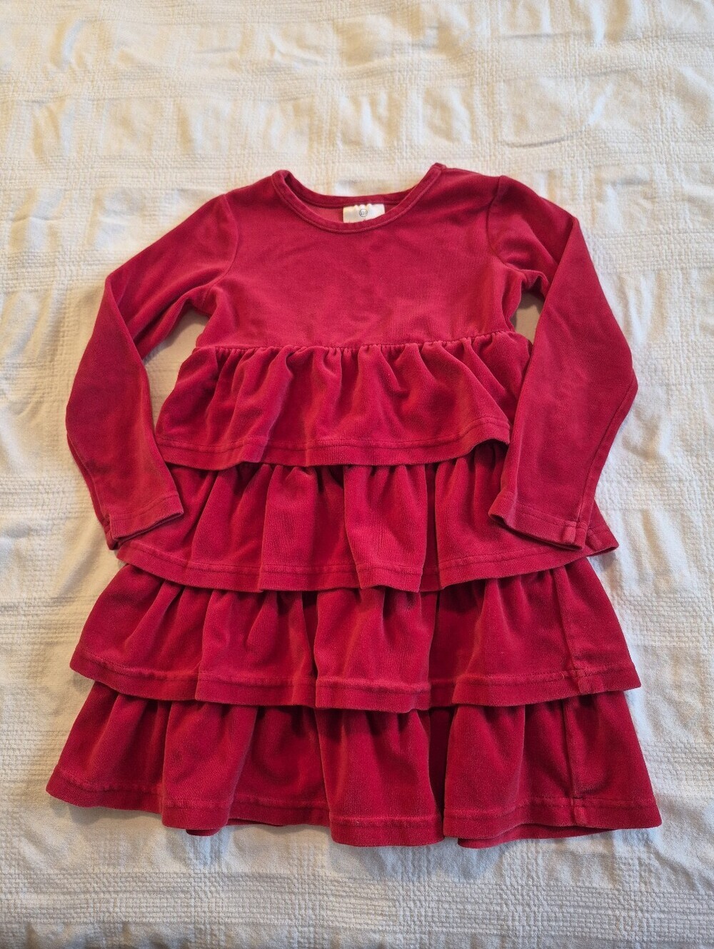 Hanna Andersson girls size 5 or 110 red velour dress VGUC